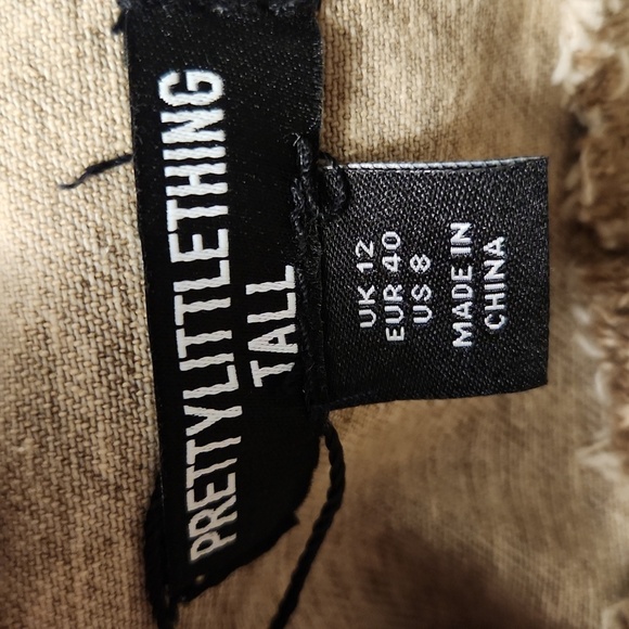 PRETTY LITTLE THING Women's  Tan Sleeveless Denim TopVest Size 8. - Picture 2 of 13